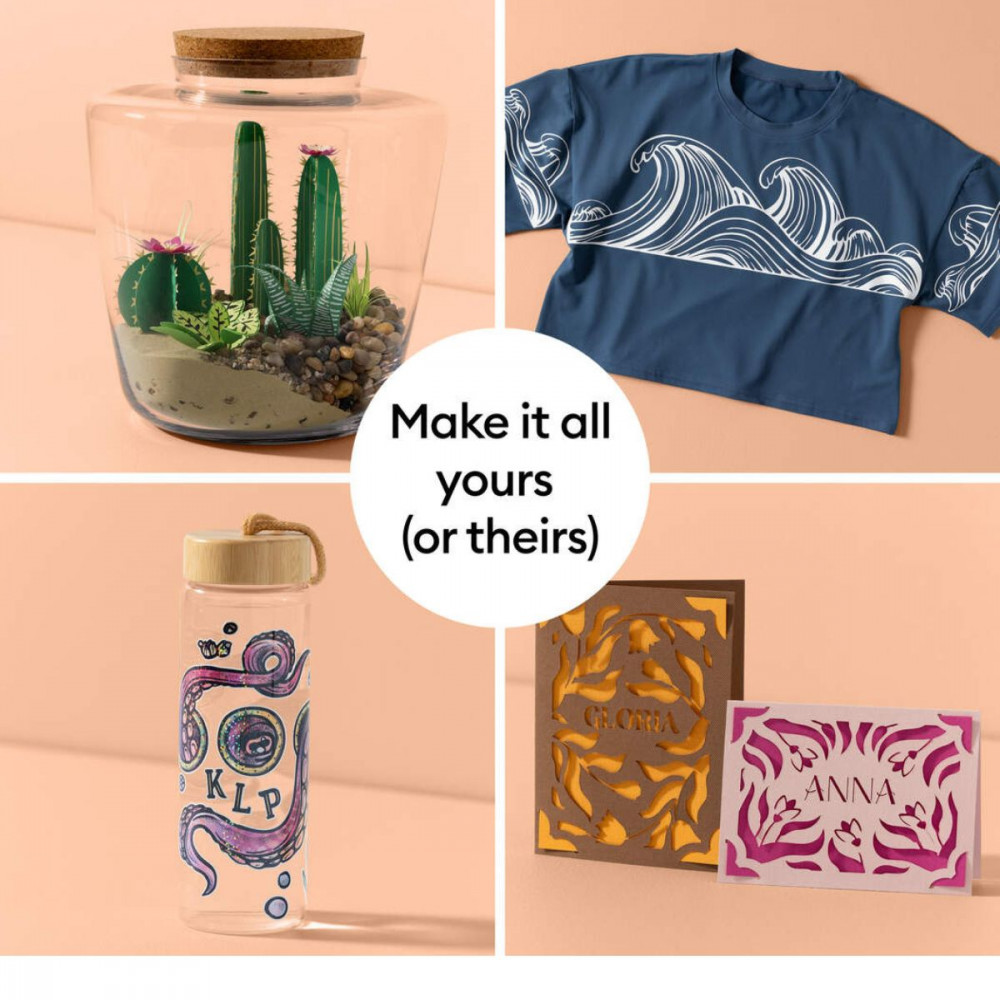 Cricut Explore™ 5 + Essential-Bundle – Starterset mit Zubehör & Materialien