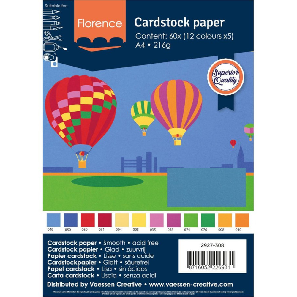 Florence Cardstock Papier Basic DIN A4 (216g) - 60er Pack