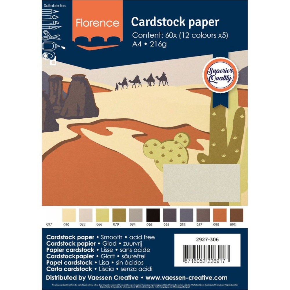 Florence Cardstock Papier Erdtöne 21x29,7cm (216g) - 60er Pack