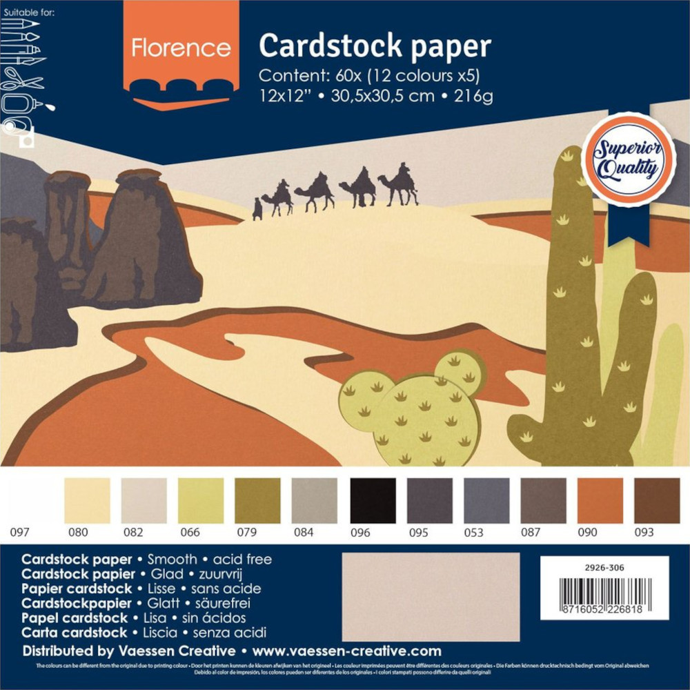 Florence Cardstock Papier Erdtöne 30,5x30,5cm (216g) - 60er Pack