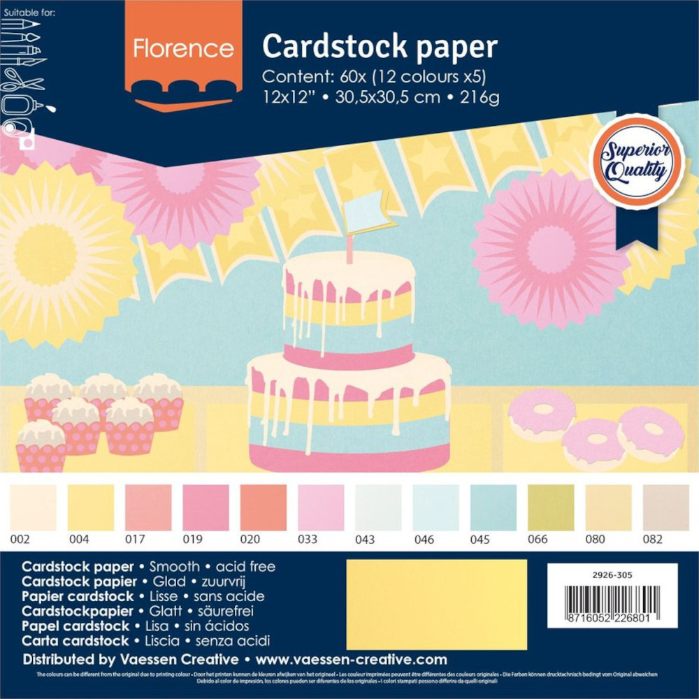 Florence Cardstock Papier Pastell 30,5x30,5cm (216g) - 60er Pack