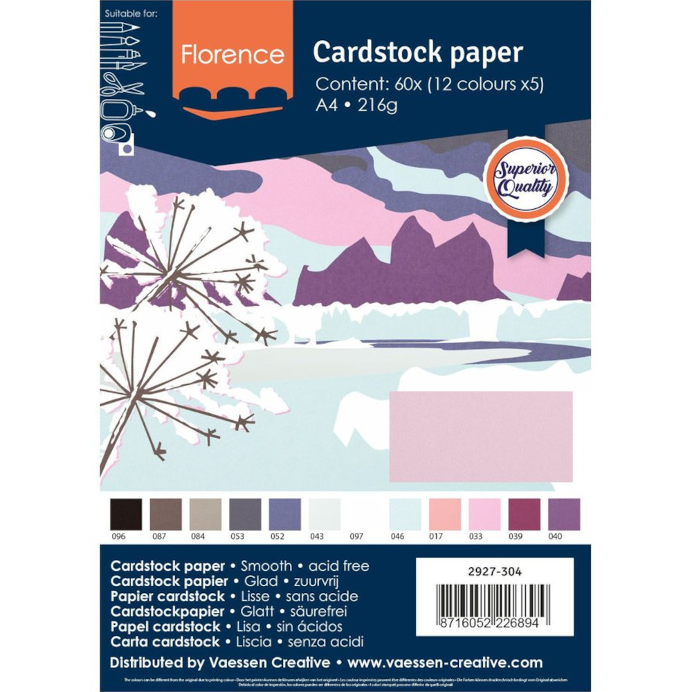 Florence Cardstock Papier Winter DIN A4 (216g) - 60er Pack