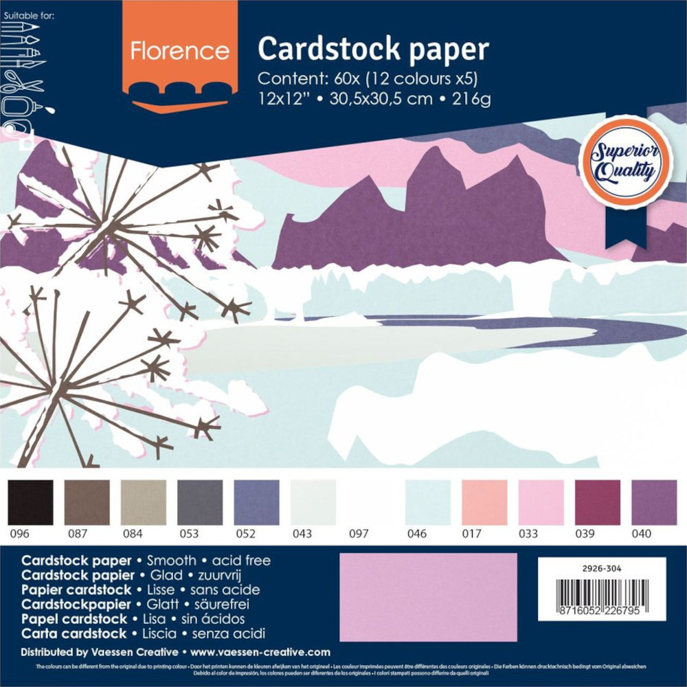 Florence Cardstock Papier Winter 30,5x30,5cm (216g) - 60er Pack