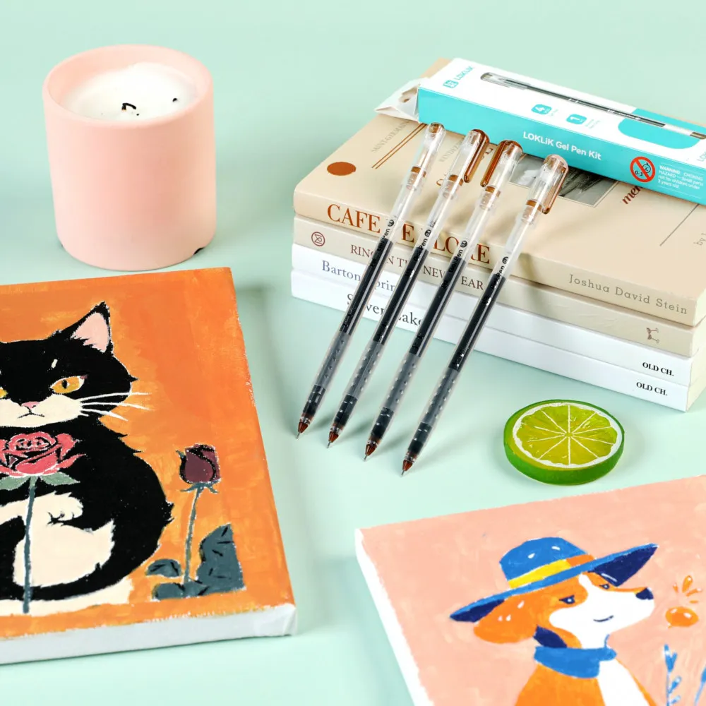 LOKLiK iPaint Gelstift Permanent Schwarz – 4 Stück