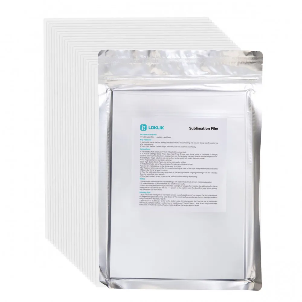 LOKLiK Sublimationsfolie für Handyhüllen – 20 Stück Zubehör für Phone Case Heat Press