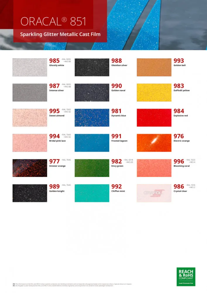 Oracal 851 Sparkling Glitter Metallic Vinylfolie