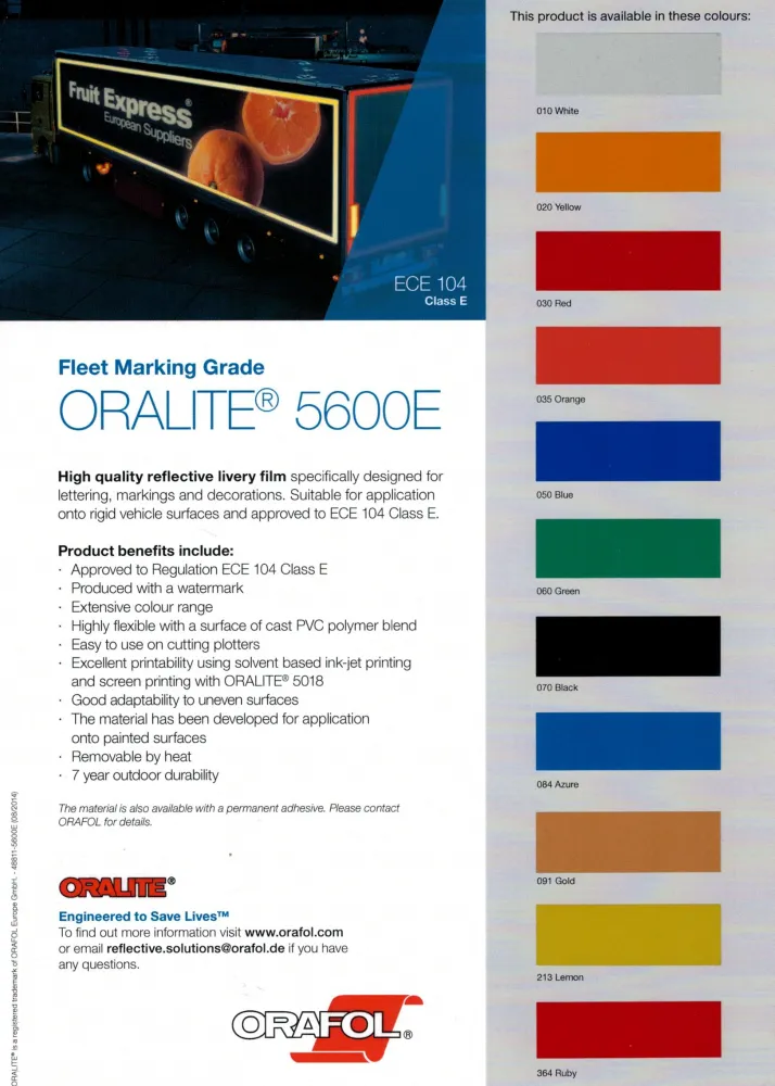 Oralite 5600E Fleet Marking Grade - Reflektierende Vinylfolie
