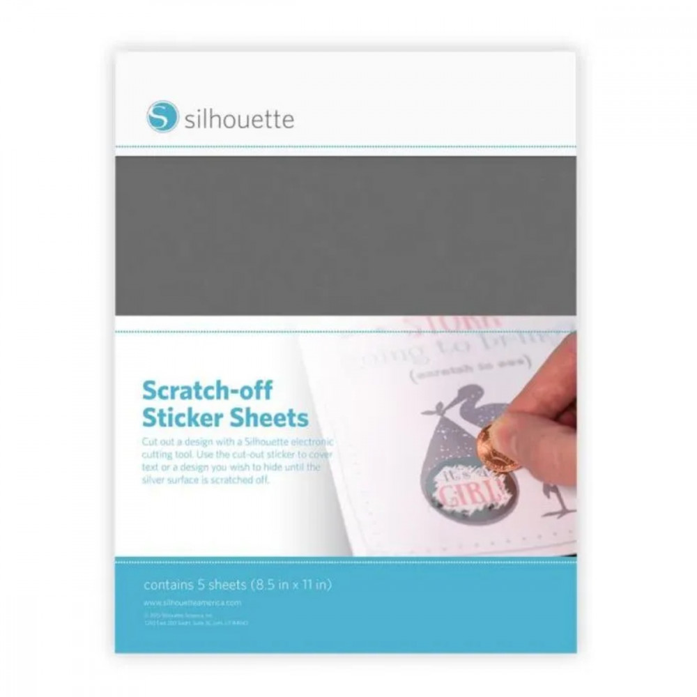 Silhouette Rubbel-Aufkleberbögen Scratch-Off Silber 21,6 x 27,9 cm 5 Blatt selbstklebend
