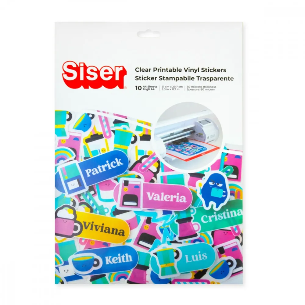 Silhouette transparente Aufkleberbögen Inkjet 21,5 x 27,9 cm 8 Blatt Print & Cut klar